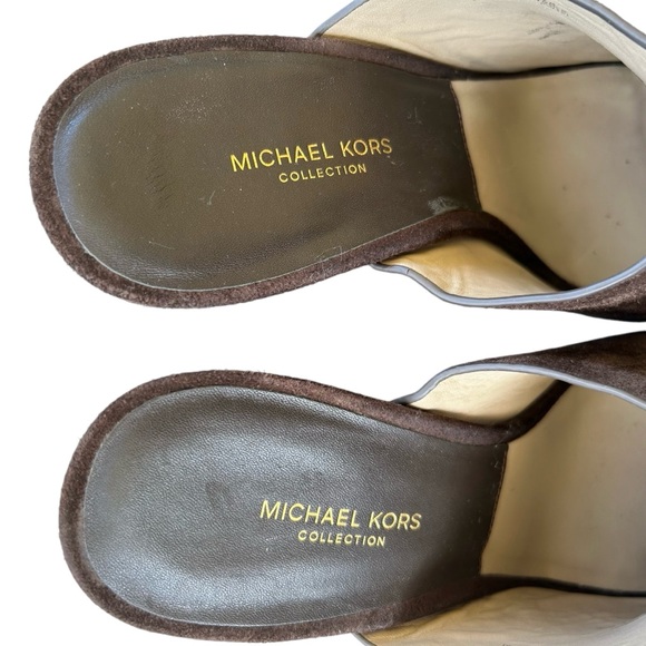 Michael Kors Collection Charlize Suede Wedge Mules Sandals Sz 9 / 39.5 - Picture 11 of 16